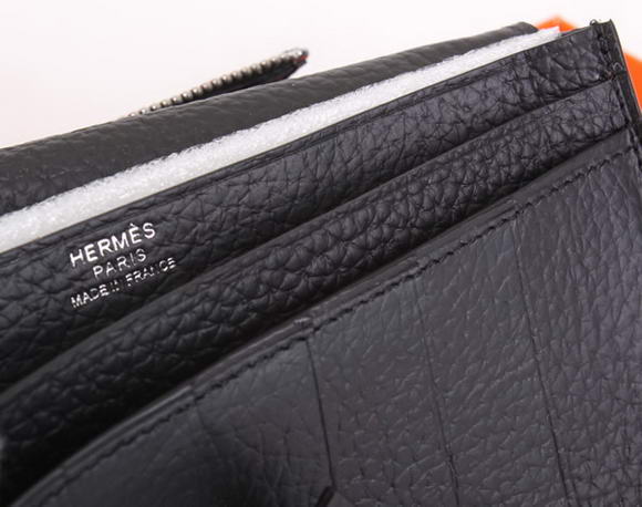 Cheap Fake Hermes Bearn Japonaise Bi-Fold A208 Black - Click Image to Close